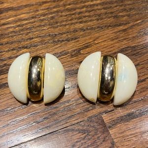 Vintage Cream & Gold coloured clip on earrings